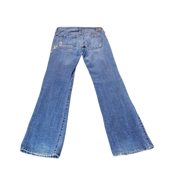 Hint Of Mint Flower Embellished Flare Jeans SIze 3 - Picture 2 of 4